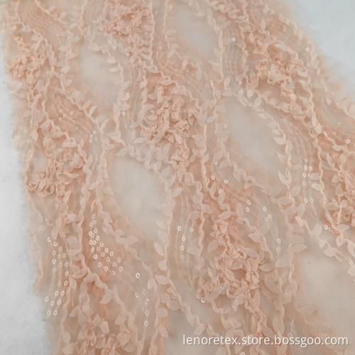 Knit Floral Koronki Poliester Cekiny Haft Mesh Tkanina